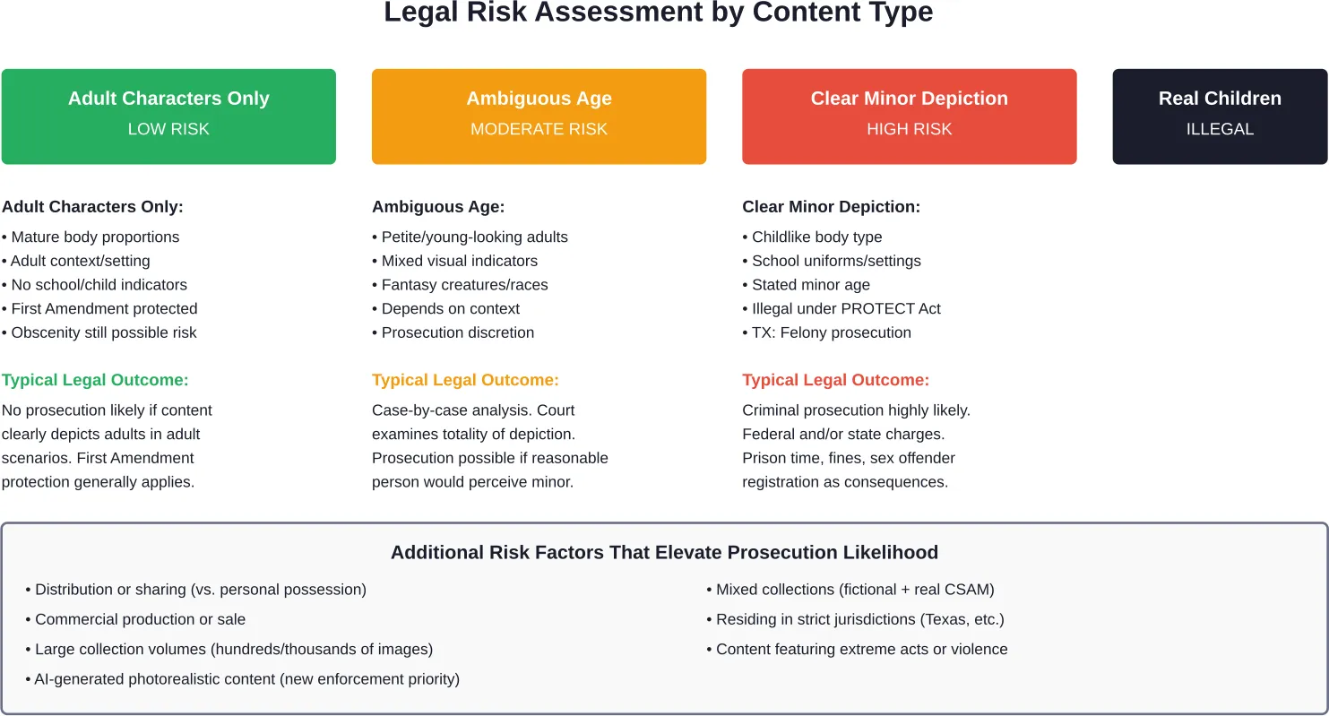 Risk assessment framework for different types of animated sexual content based on character depiction and legal standards