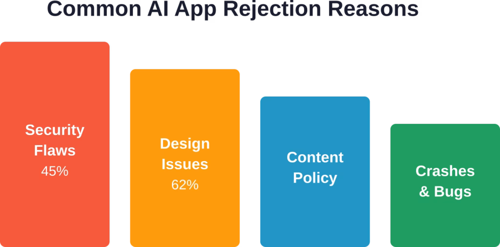 Comparative prevalence of rejection reasons for AI-powered applications